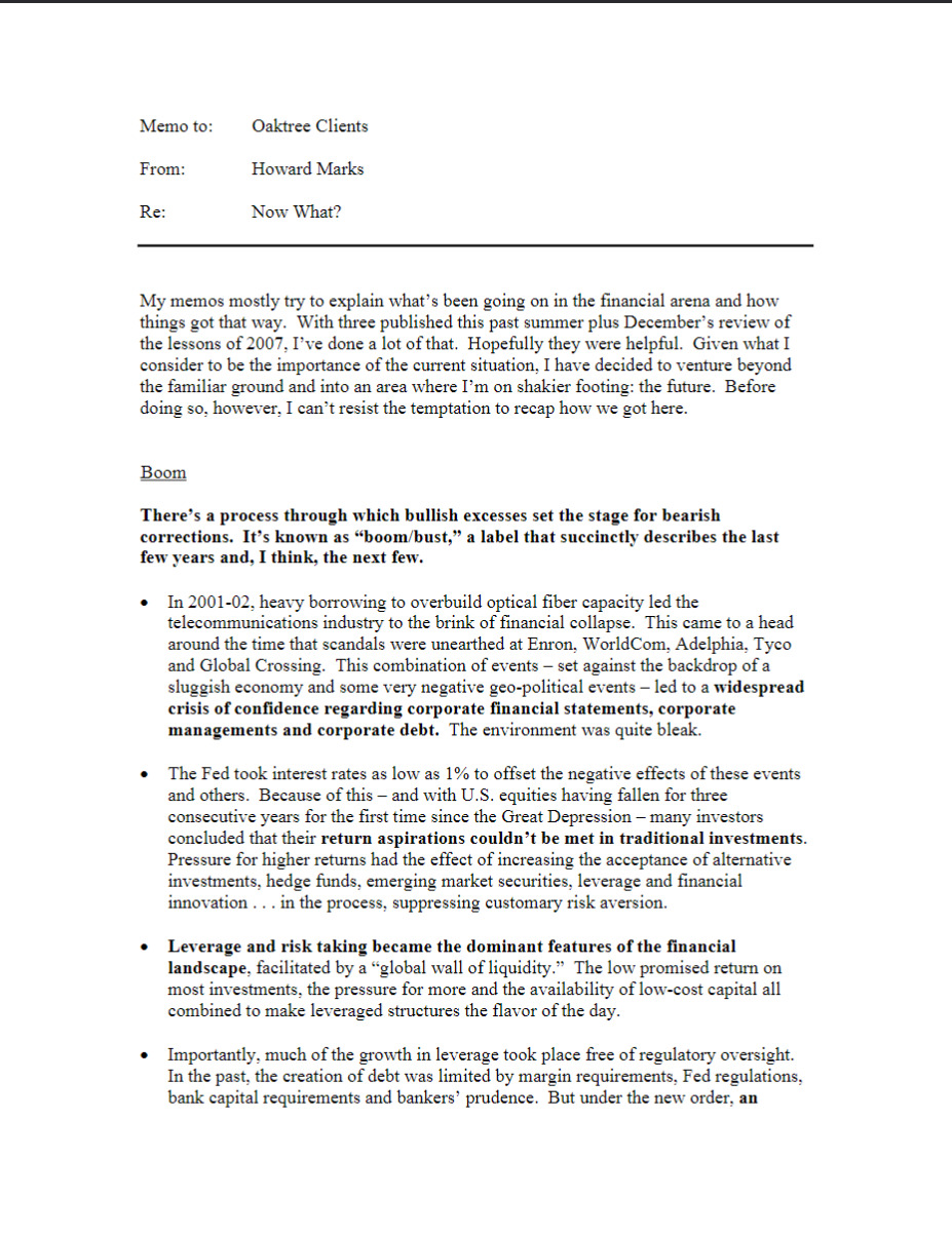 Memo to Oaktree Clients, from Howard Marks