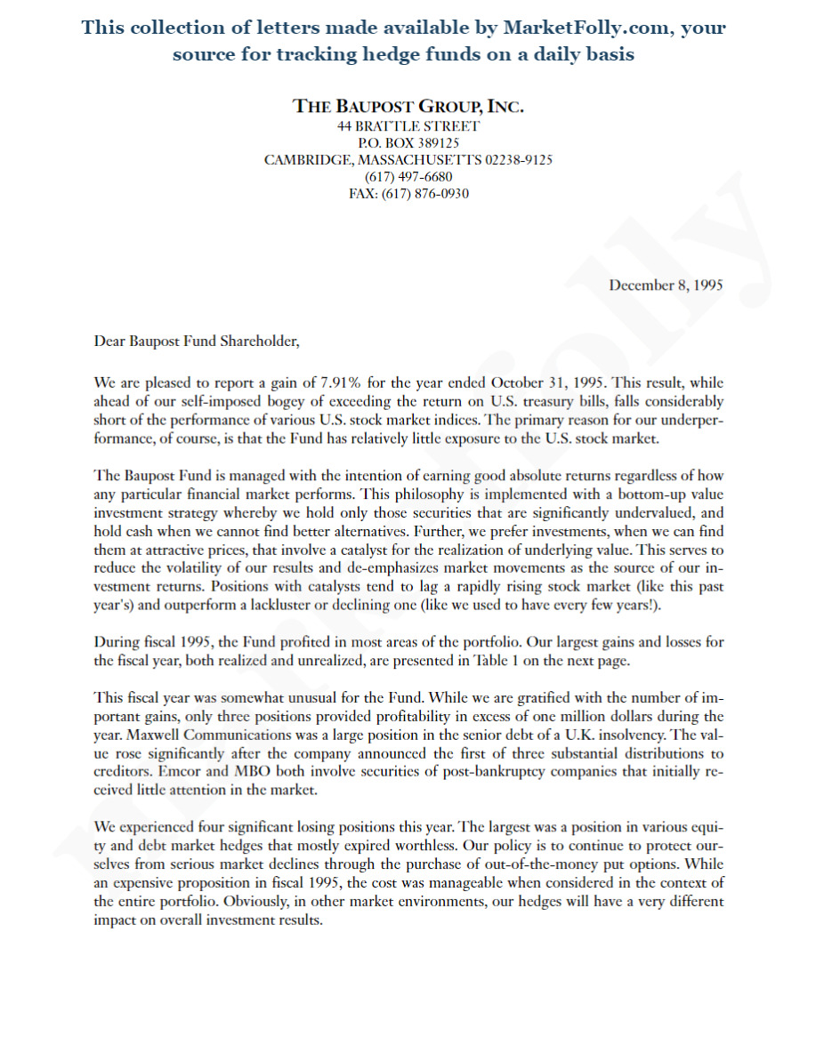Baupost Group Letters