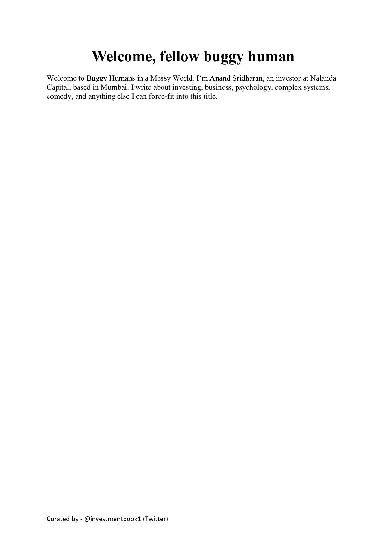 Buggy Human (A Curated Book Of All Essays)