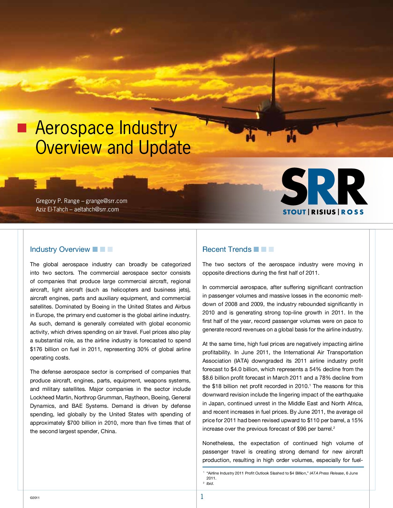 Aerospace Industry Overview and Update