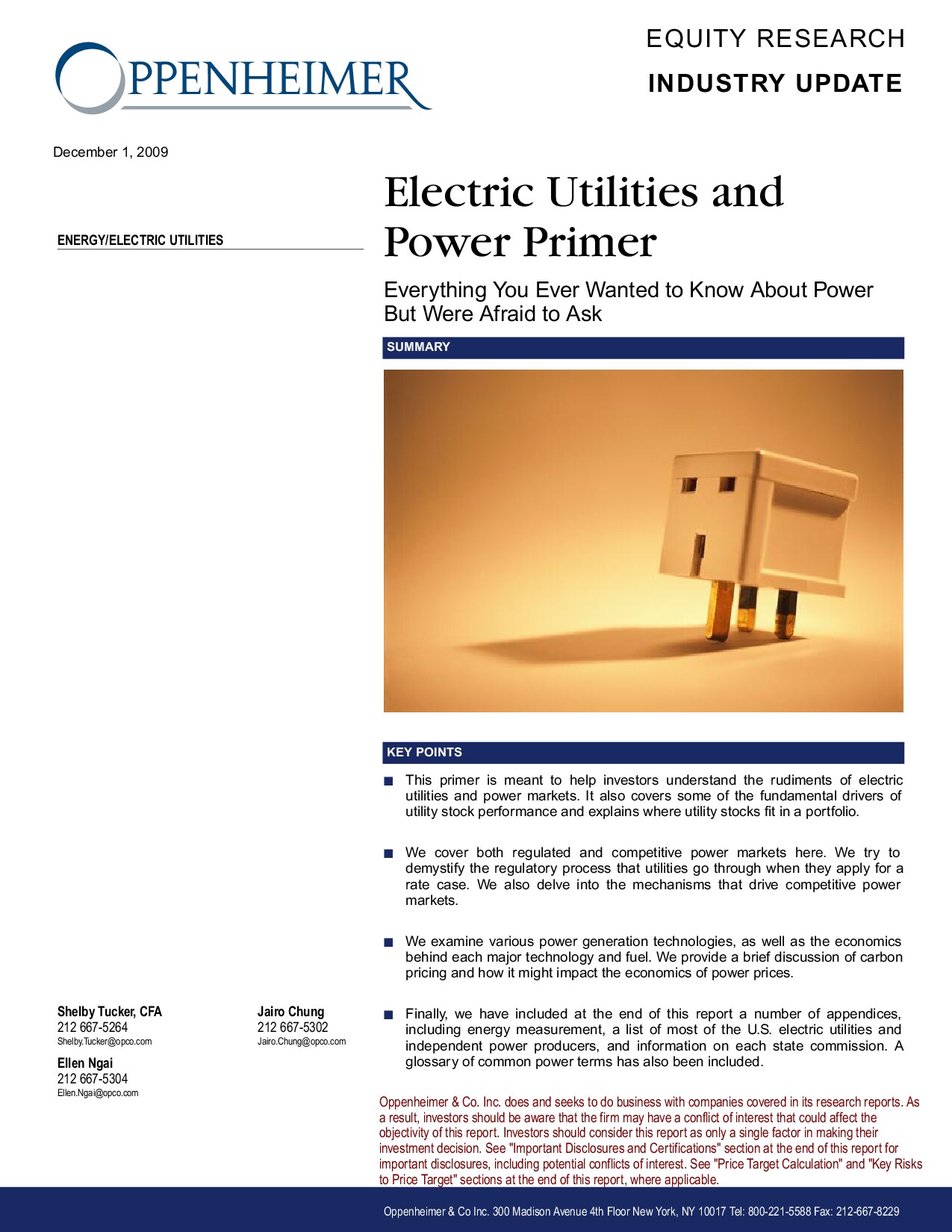 Electric Utilities and Power Industry Primer