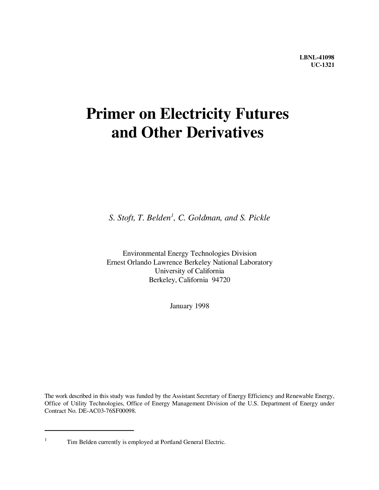 Primer on Electricity Futures and Other Derivatives