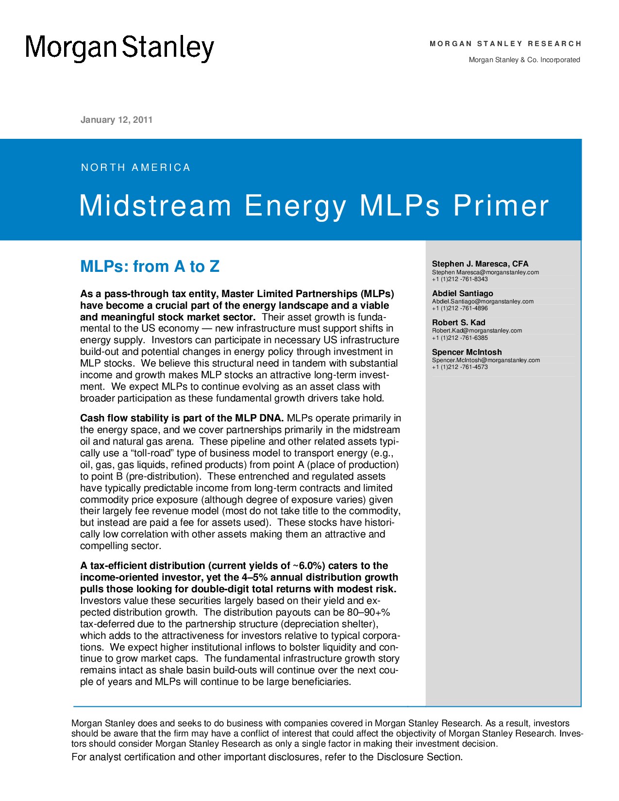 Midstream Energy MLPs Primer: from A to Z