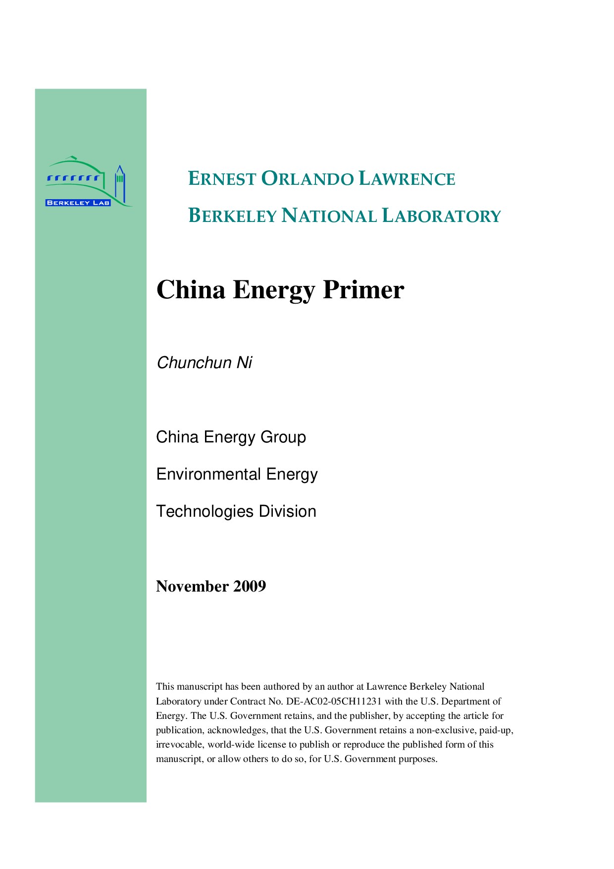 Primer for China's Energy Industry