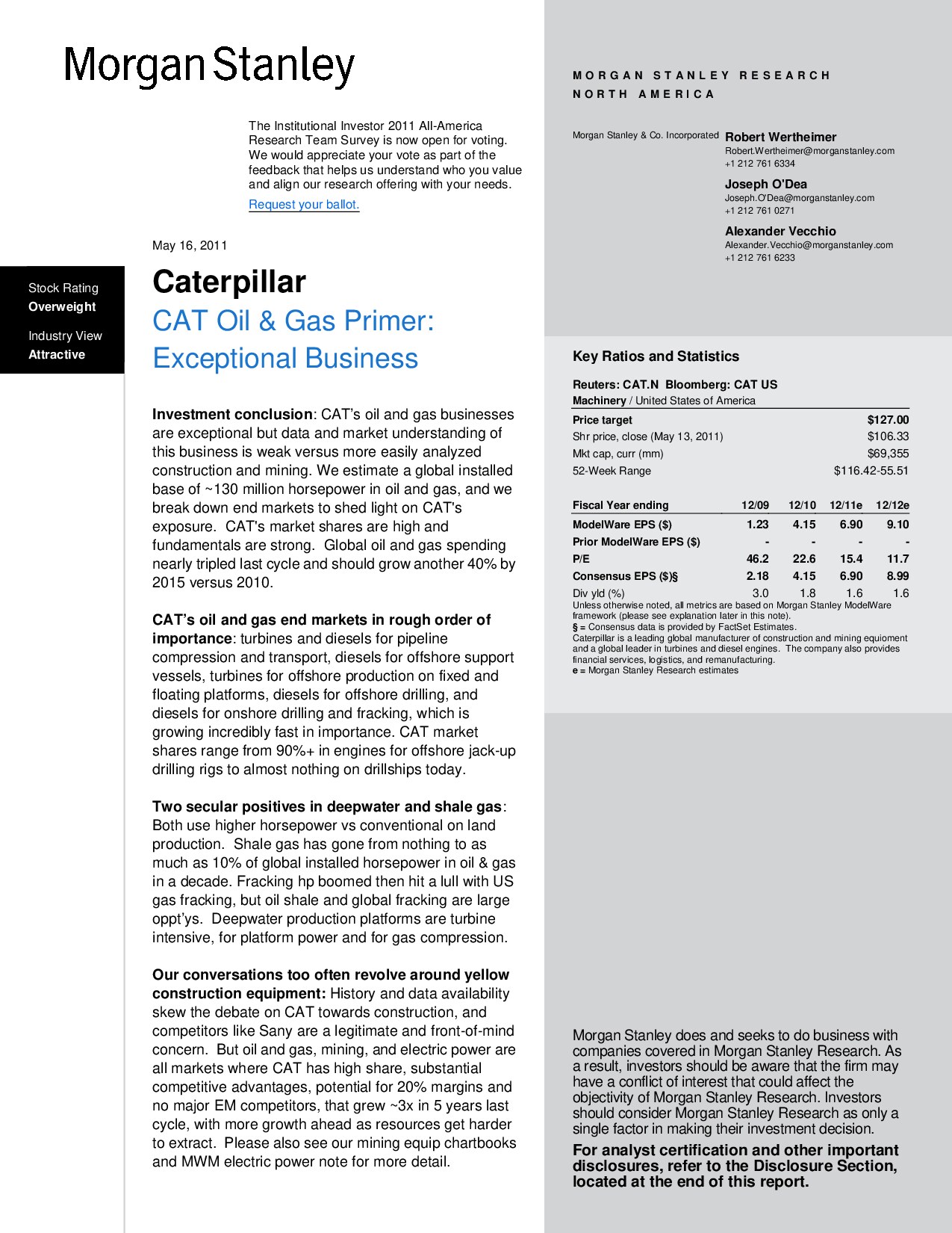 Caterpillar (CAT.N): CAT Oil & Gas Primer: Exceptional Business