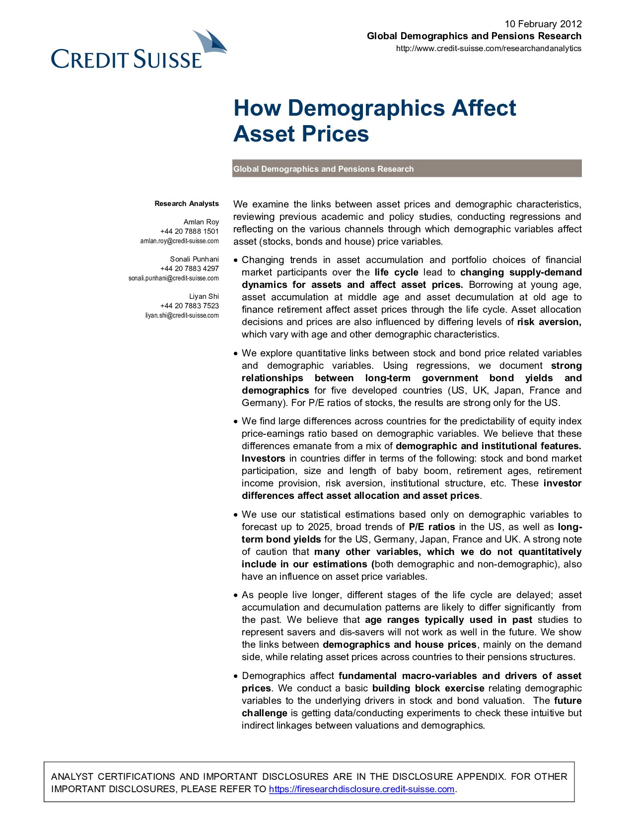 How Demographics Affect Asset Prices
