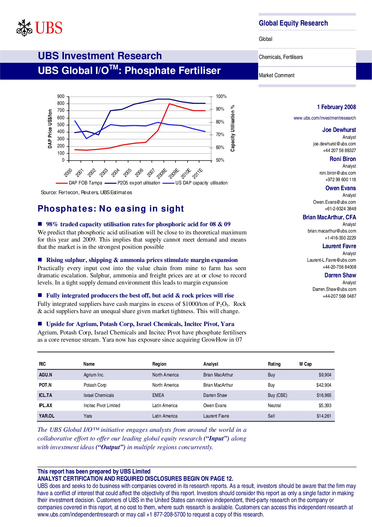 UBS Global I/O: Phosphate Fertiliser