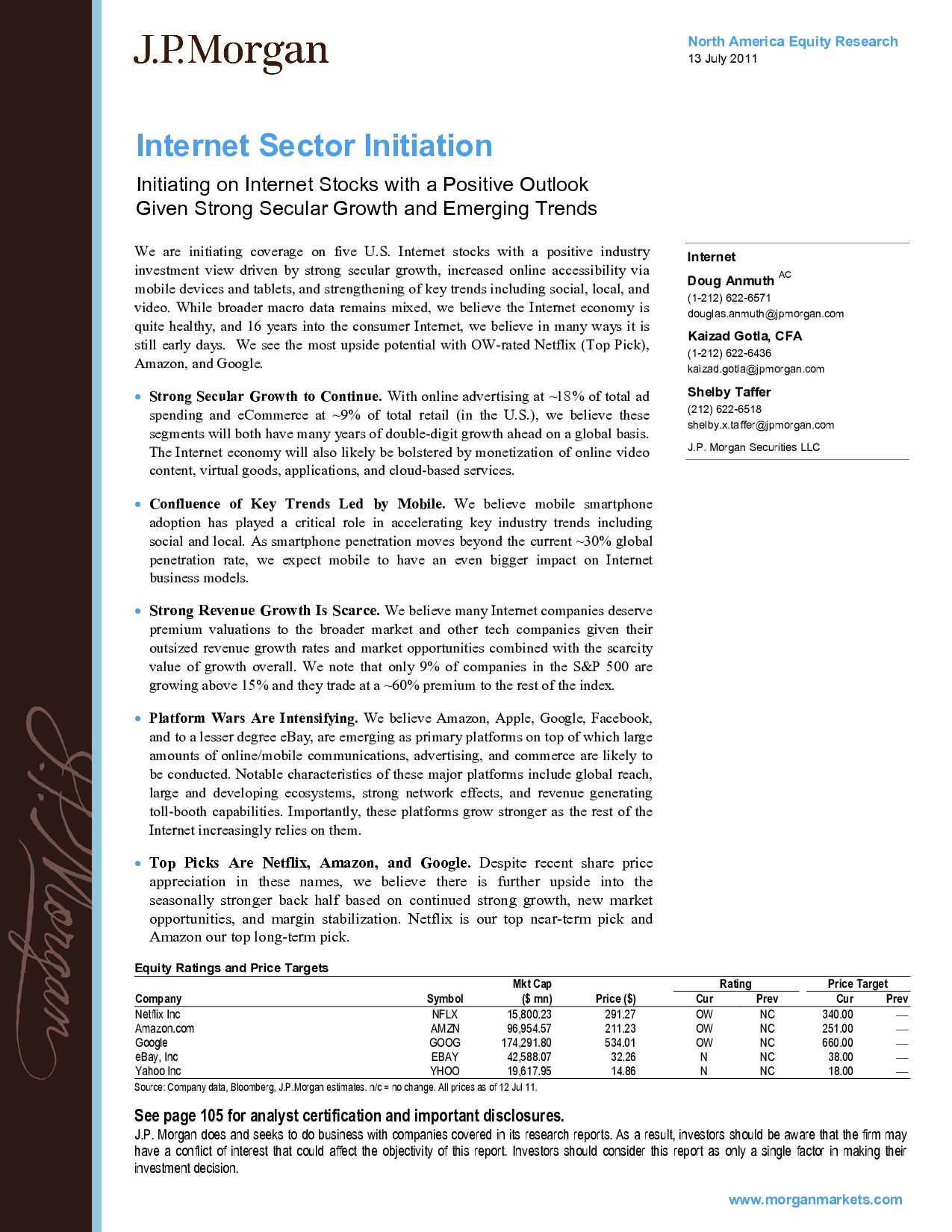 Internet Sector Initiation - JP Morgan (2011)