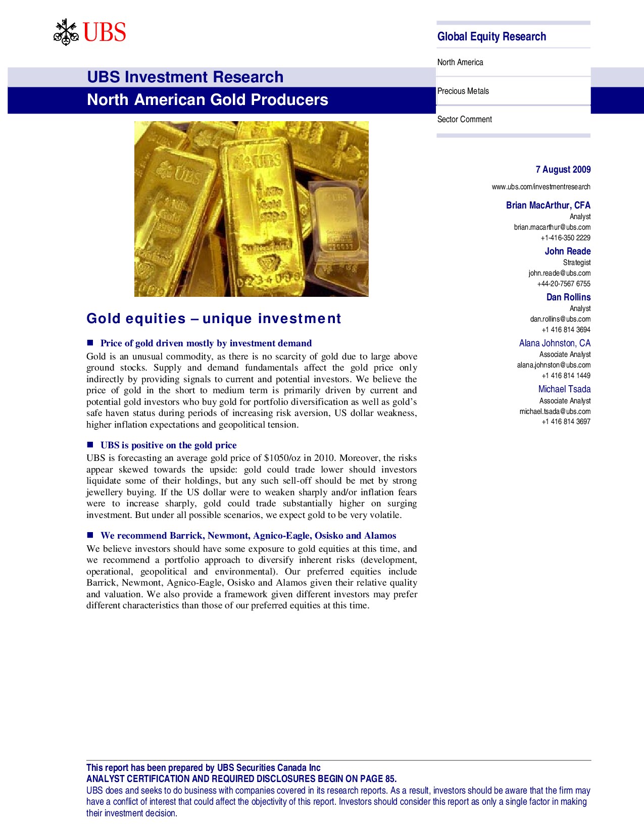 North American Gold Producers