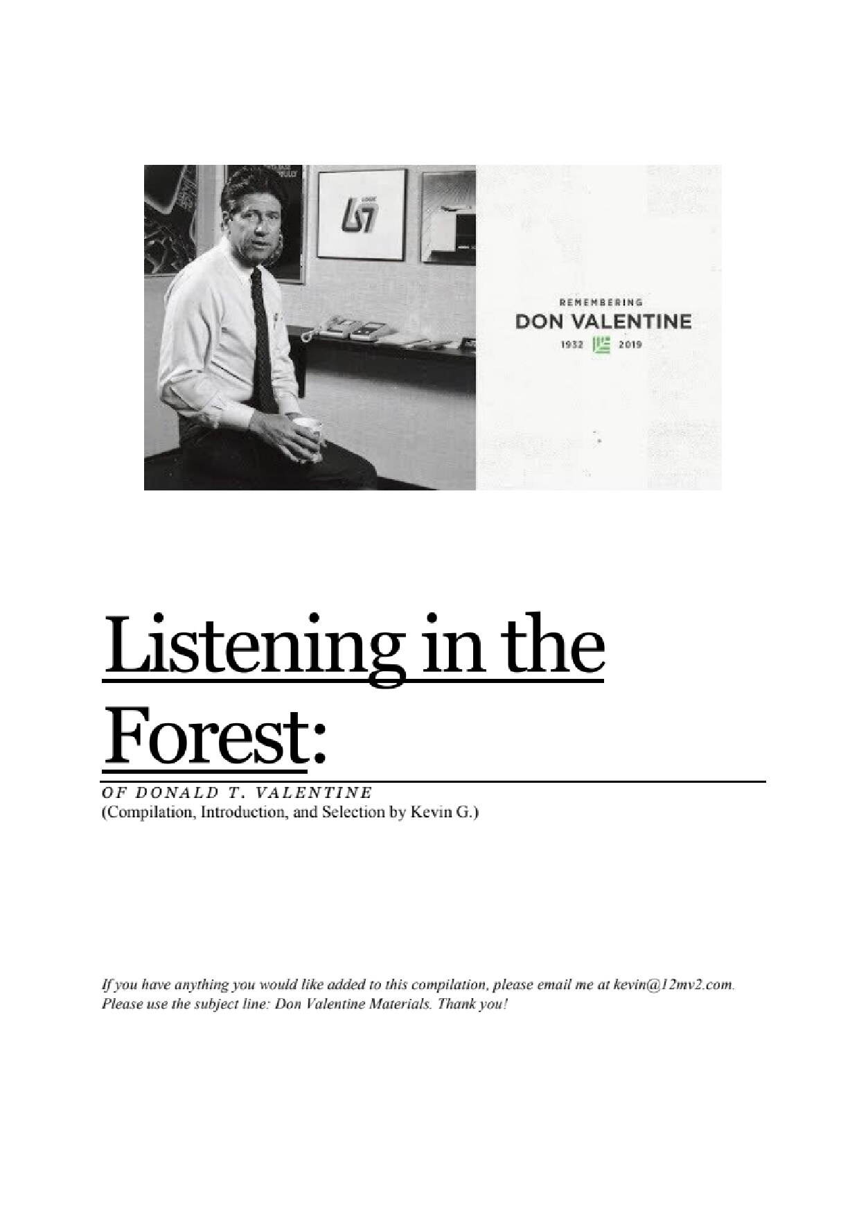 Listening in the Forest (Don Valentine)