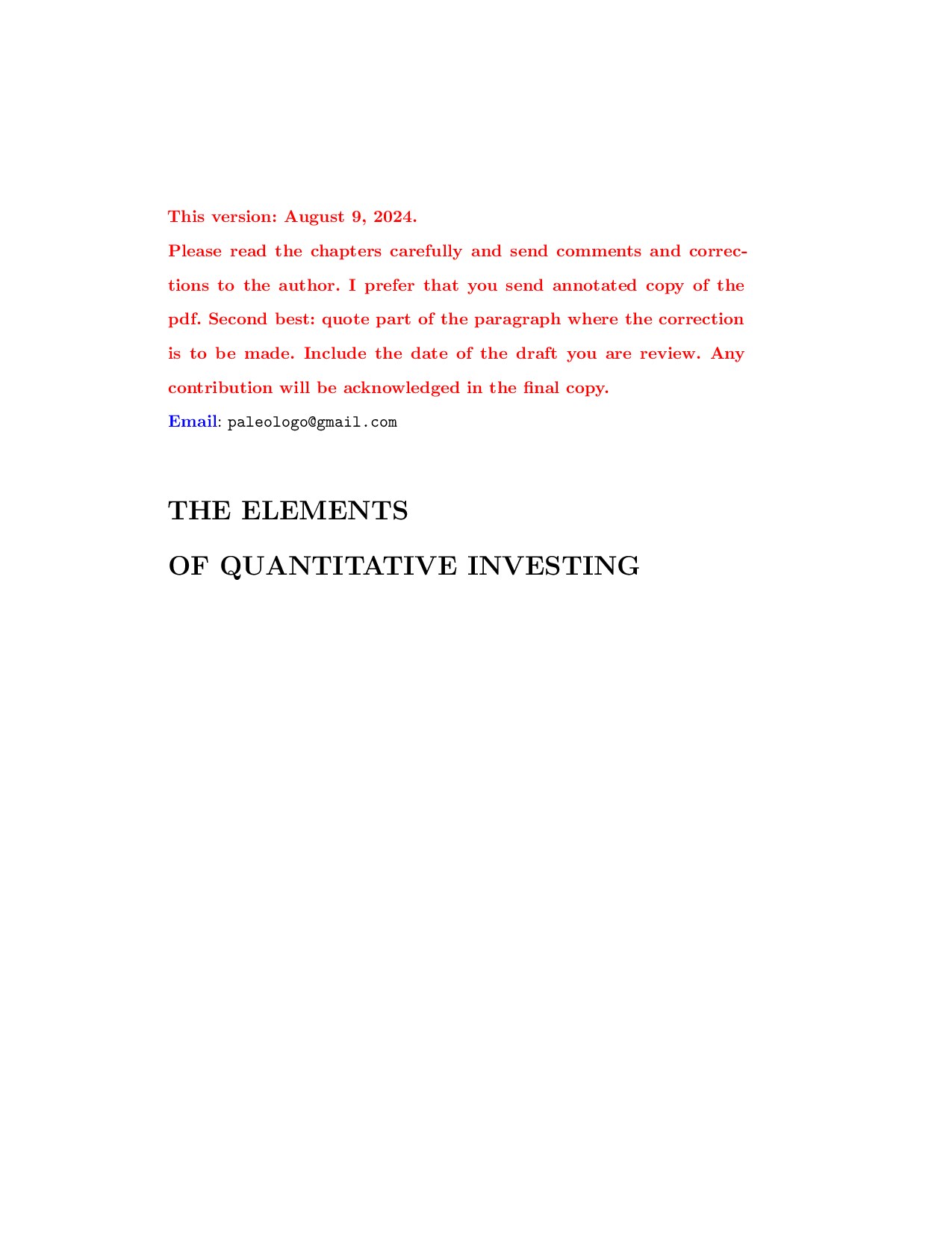 The Elements of Quantitative Investing