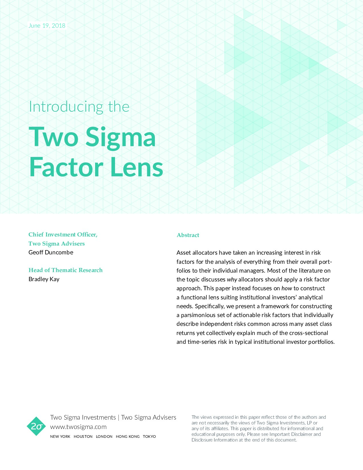 Introducing the Two Sigma Factor Lens