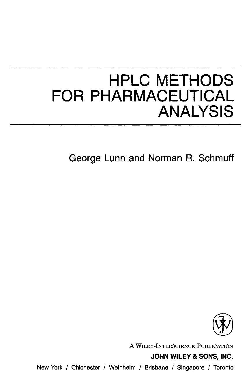 High Performance Liquid Chromatography Methods For Pharmaceutical Analysis
