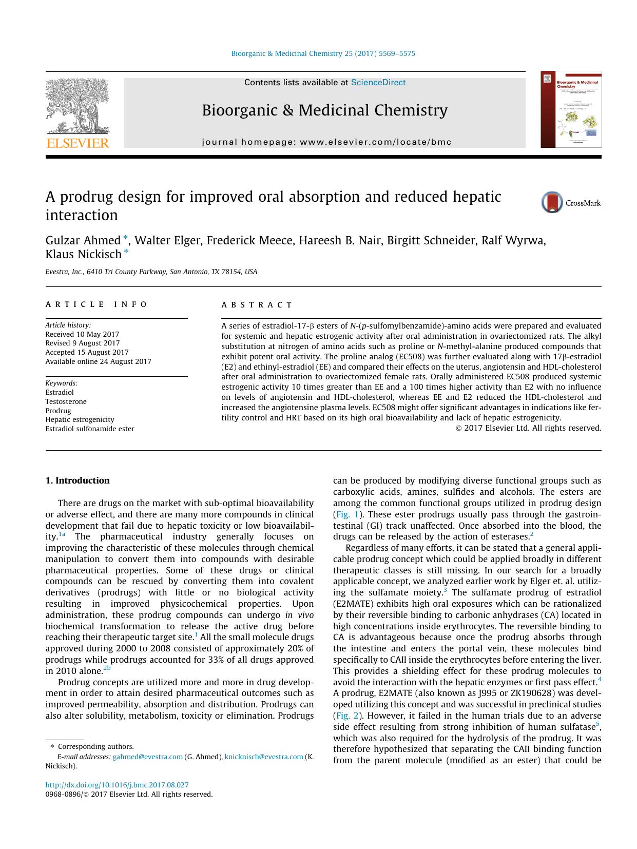A prodrug design for improved oral absorption and reduced hepatic interaction