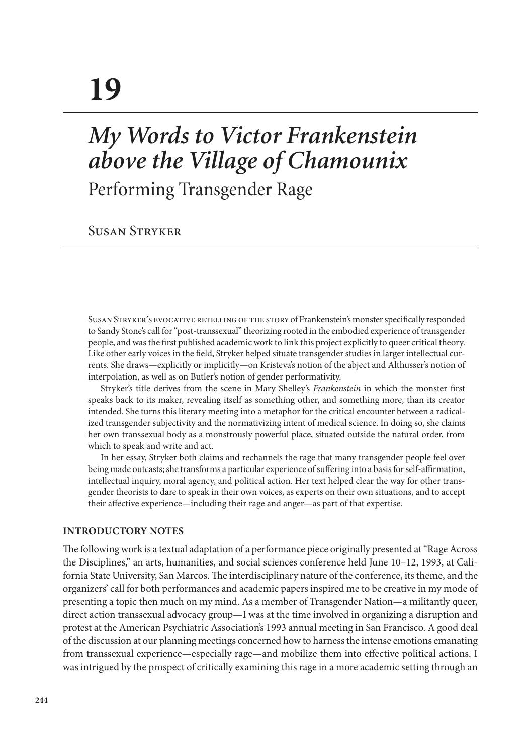 My Words to Victor Frankenstein above the Village of Chamounix
