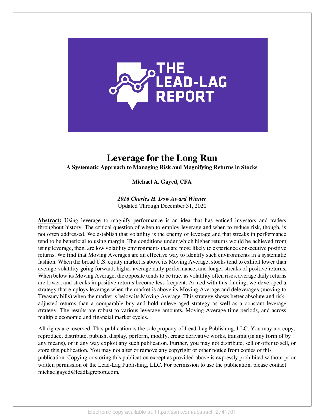 Leverage for the Long Run - A Systematic Approach to Managing Risk and Magnifying Returns in Stocks
